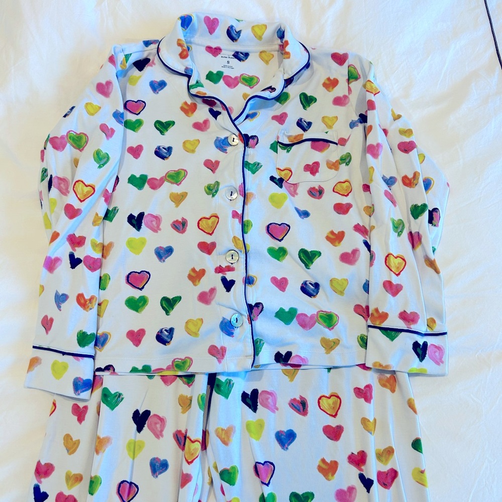 RARE Roller Rabbit x Kerri Rosenthal tiny drops of love PJ pajamas set small